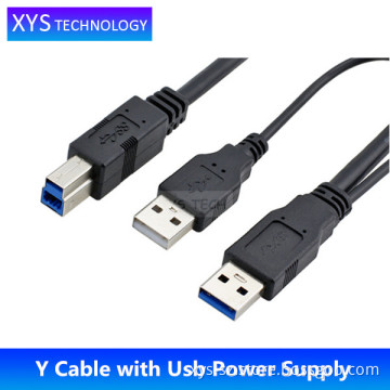 usb 3.0 AM to BM cable with USB Power Supply,y cable with usb power supply/